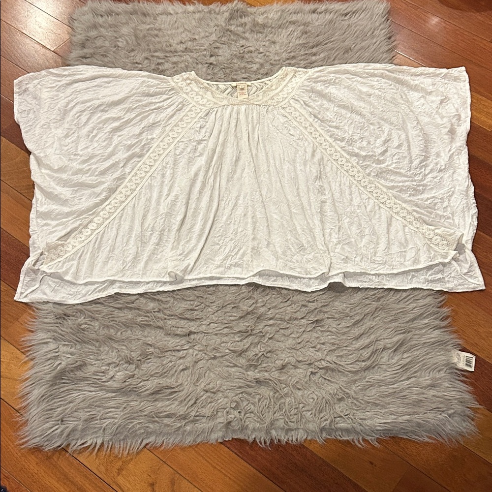 Sundance White Boho Crochet-Trim Peasant Top